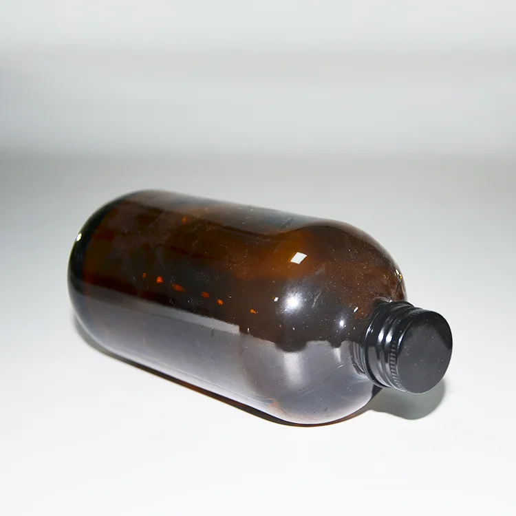 250 ml 500 ml 1000 ml Amber Juice Round Shape Boston Glass Bottles With Aluminum Lids