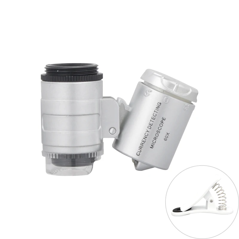 Universal clip LED mobile phone microscope, smart phone microscope