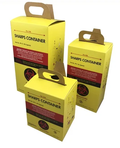 New Design 5L Hospital Medical Cardboard Paper Sharps Container Safety Waste Box For Used Syringe