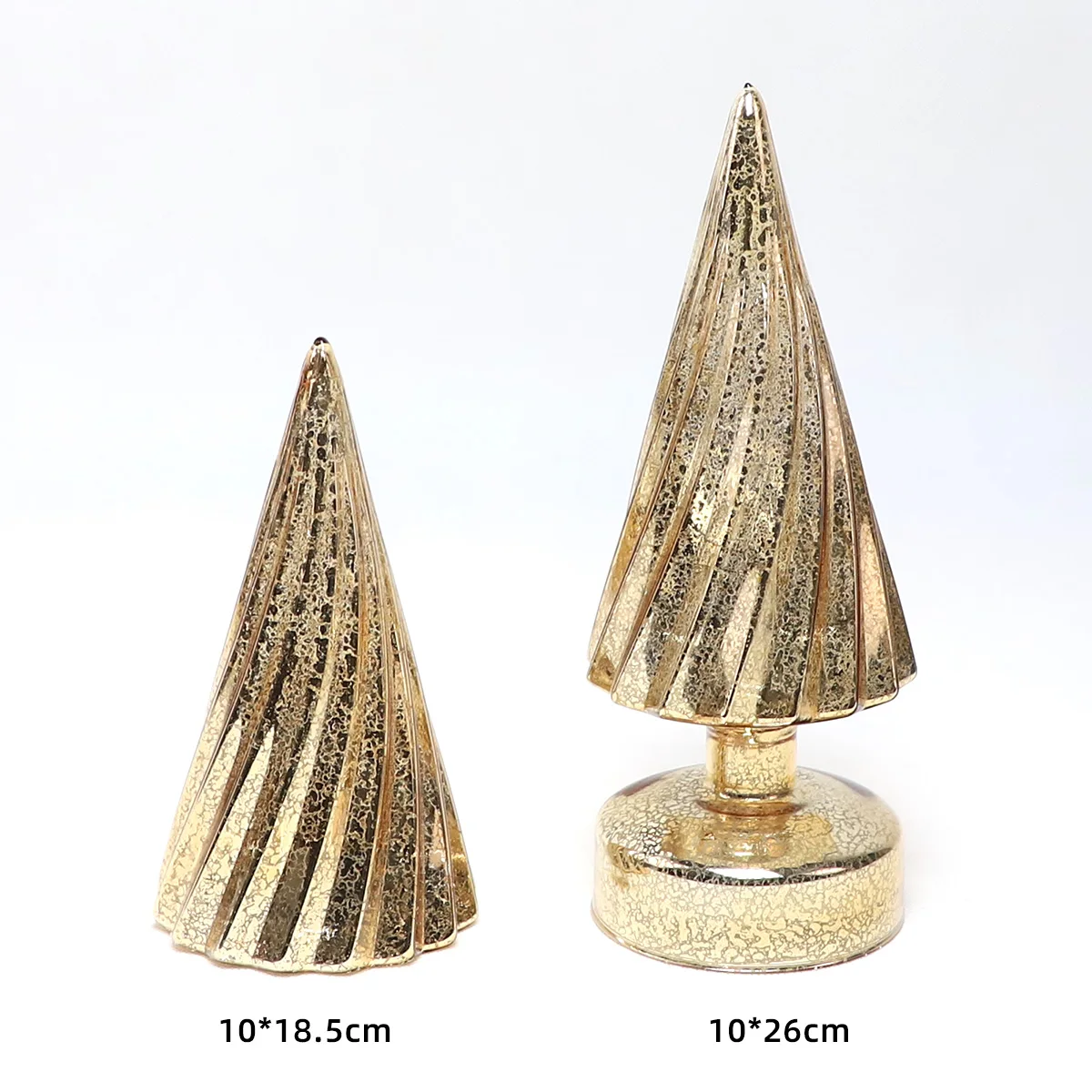 Retro Vintage Gold LED Mercury Glass Christmas Swirl Tree Light up for Holiday Tabletop Ornament Home Decor