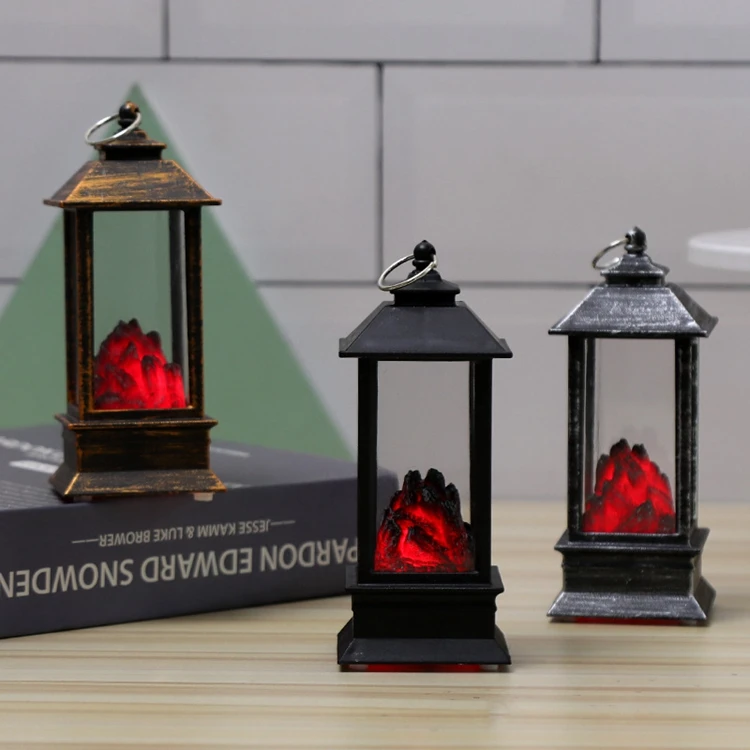 Wholesale Retro Small Wind Lantern Simulated Christmas Lantern Battery Included Fire Lantern Lamp For Fireplace Home Decoration
