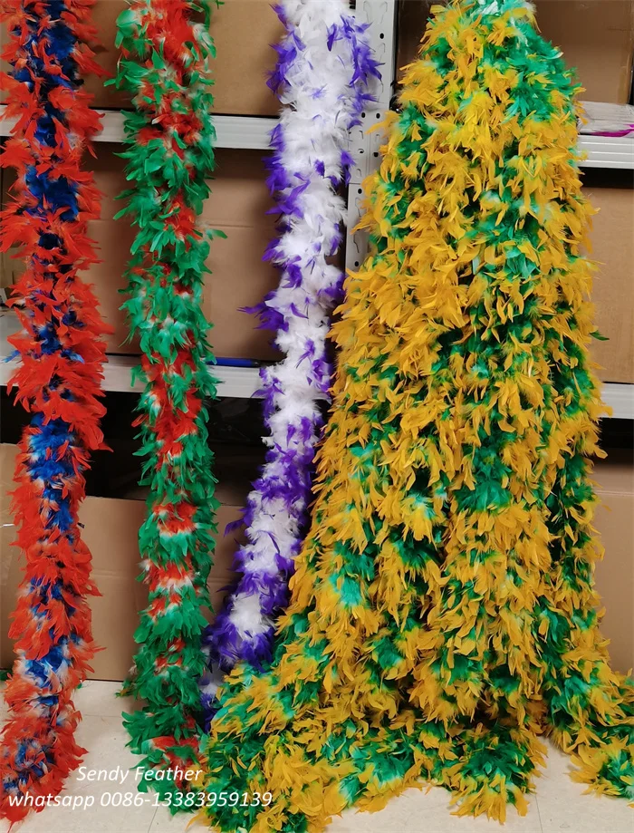 120g Heavy Boa Turkey Feather Boa Tipped Color Chandelle Boa for Party Christmas Carnival Costume