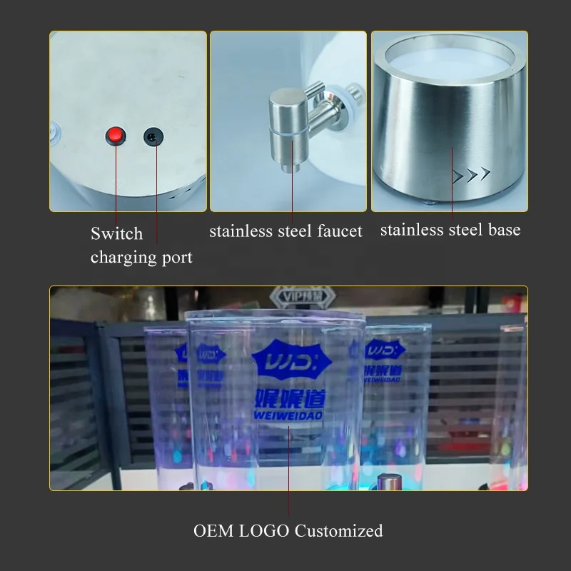 Stainless steel Draft Beverage Beer Dispenser portable light Tower with LED Lights