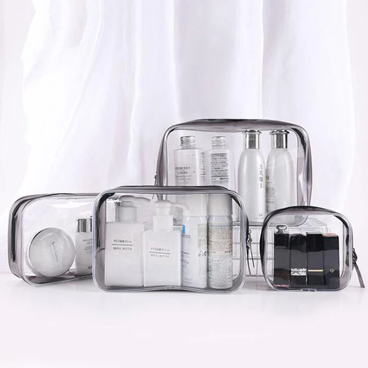 Custom logo waterproof toiletry bags make up bag transparent clear pvc cosmetic makeup pouch bag with zipper