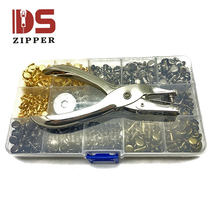 
High quality 6-12mm metal rivet round rivet set box for leather craft bag belt clothing clothing shoes pet collar decoration 