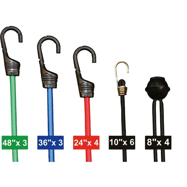 20 Pcs Strong Stretch Elastic Color Bungee Cord Set Canopy Tarp Tie Down Straps Bungee Cord with plastic ball for Tents