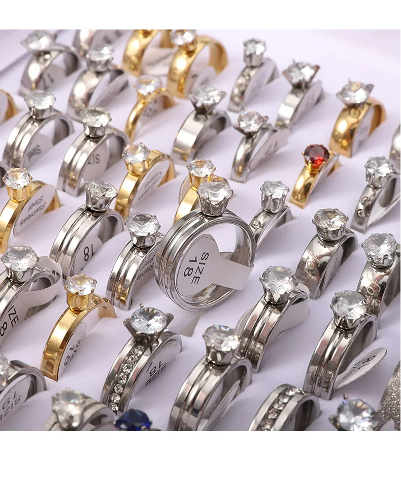 Mix models Stainless steel ring with diamond for men women cheapest jewelry