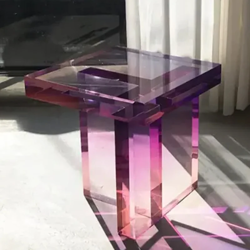 Colorful acrylic side table modern organic glass coffee table sofa side table living room bedroom can be customized