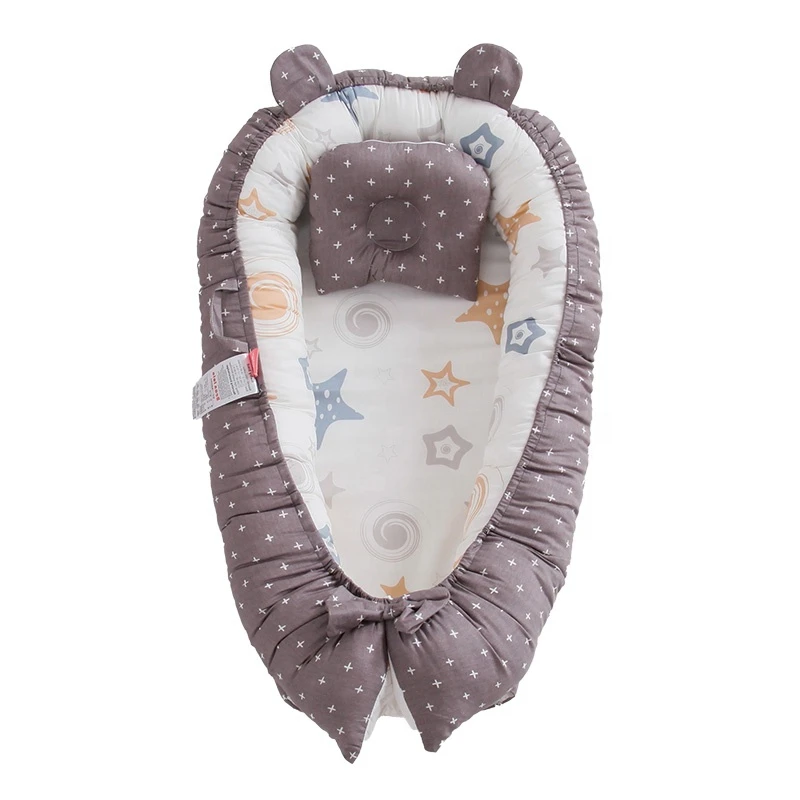 Детское гнездо для новорожденных с ручкой Съемный и моющийся шезлонг для новорожденных люлька с принтом детский шезлонг и гнездо детская кровать гнездо