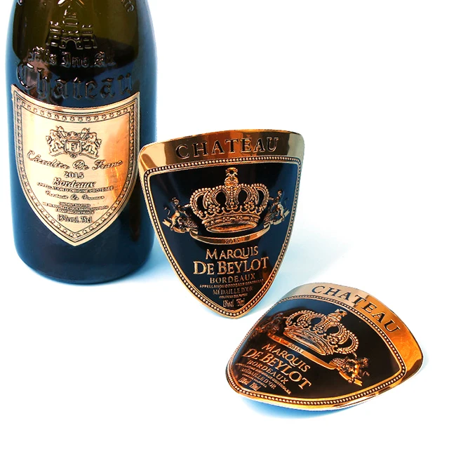 Kieler Wittspon logo wine bottle labels embossed metal label wine bottle sticky label