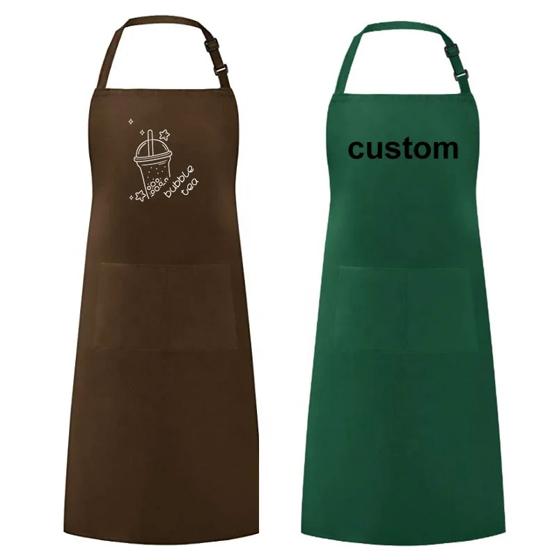 Factory Wholesale New Design Long Sleeves Black Gardening Kitchen 100% Polyester Working Apron