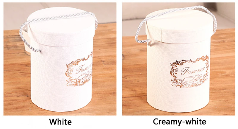 ZL Wholesale Gold Print Luxury Packaging Valentine Day Flower Round Craft Cardboard Tube Gift Box With Rope Handle and Lid