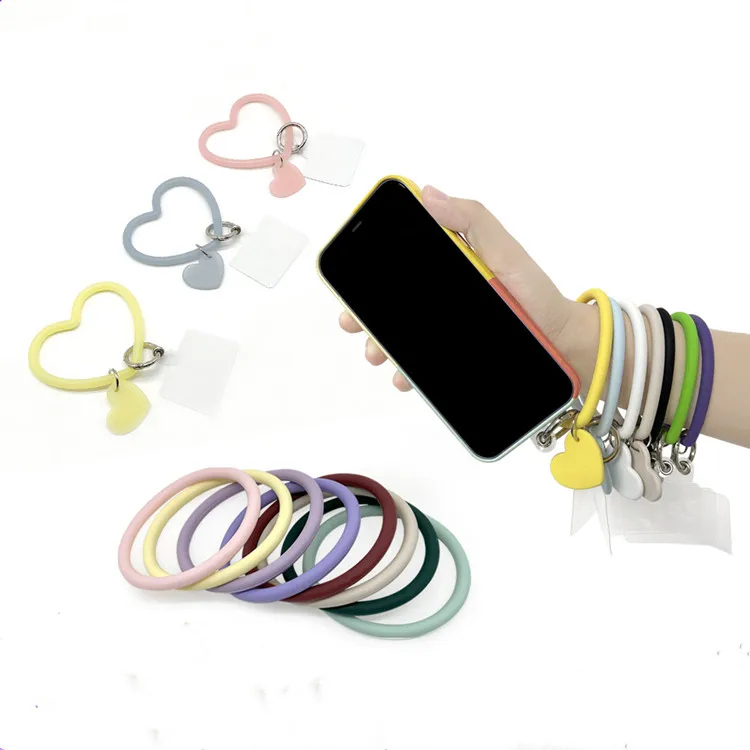New Universal Heart Shape Soft Silicone Cellphone Strap Love Loop Wrist Mobile Cell Phone Lanyard Keychain