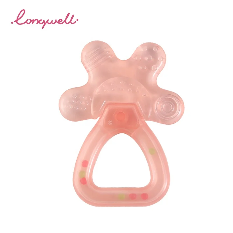 
Ningbo Longwell Sensory Toy Training Custom Logo Eco Safety ISO Pass Soother Baby Teething Rattles water Filled EVA Teether 