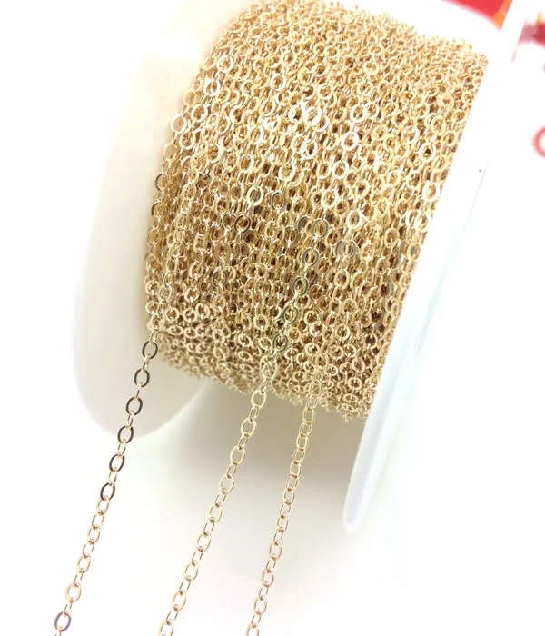 Fashion Permanent Jewelry Hot Sale Flat Cable Chain for Women Men Jewelry Making 14K Gold Filled Chain