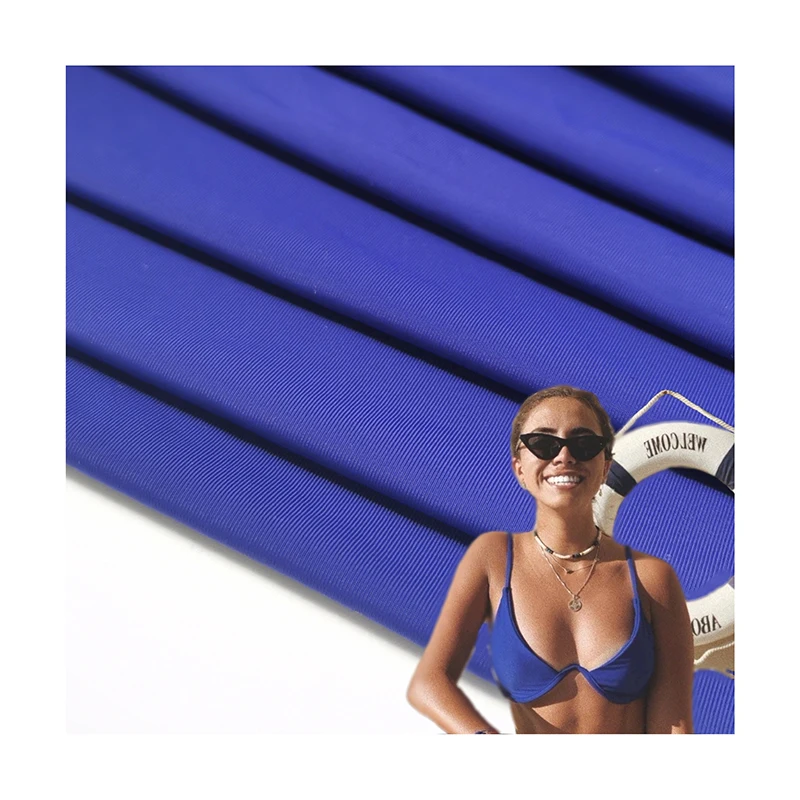 
Solid color nylon spandex 4 way stretch knitted high fastness single jersey swimwear fabric bikini fabric 