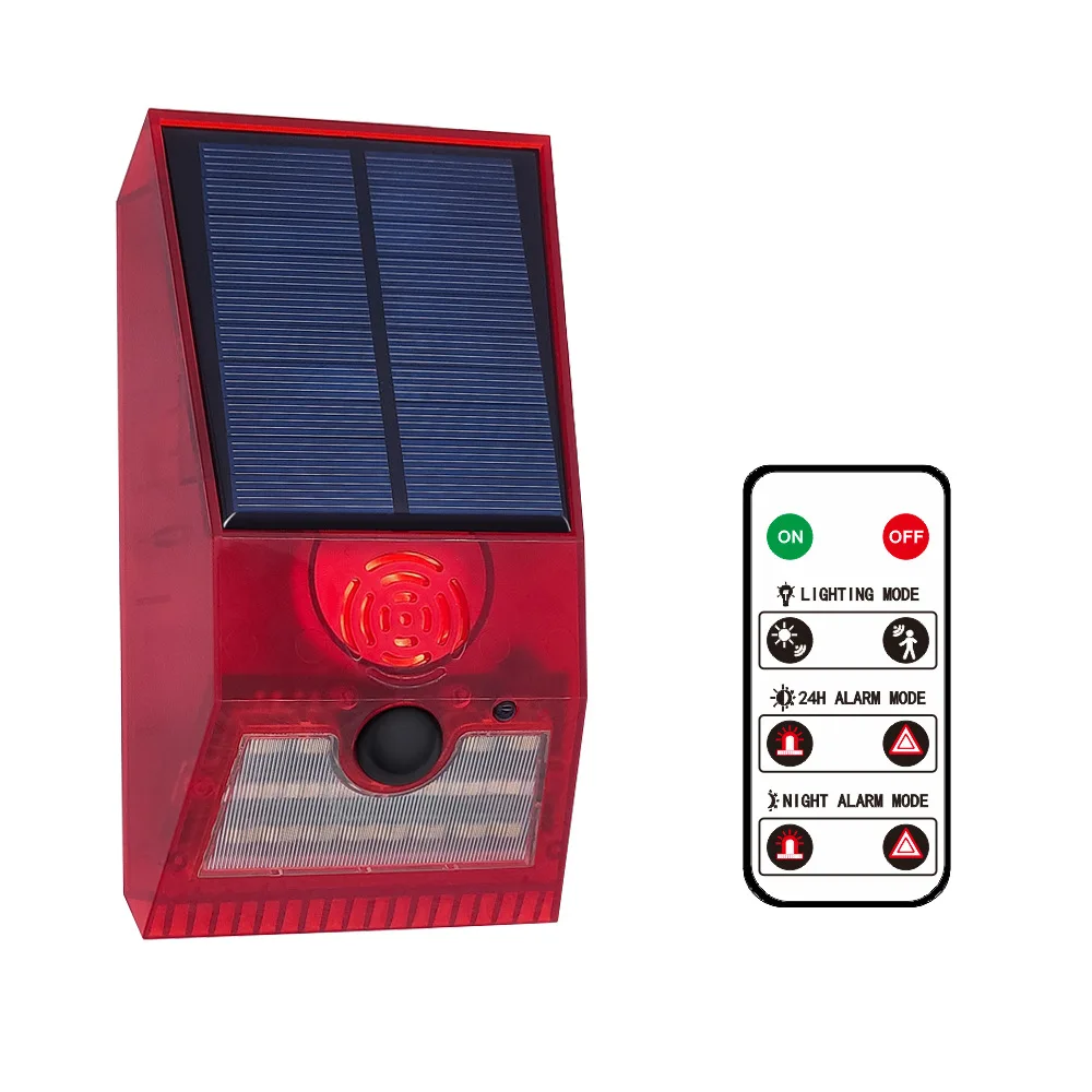 Multi-Function Solar Alarm Lamp Remote Control Security Alarm Siren Pir Motion Sensor Detector Wall Light For Home Yard Outdoor
