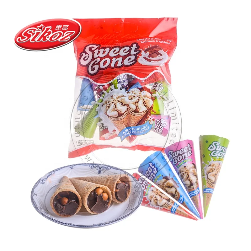 Halal Crispy Ice Cream sweet Chocolate Biscuit Cone