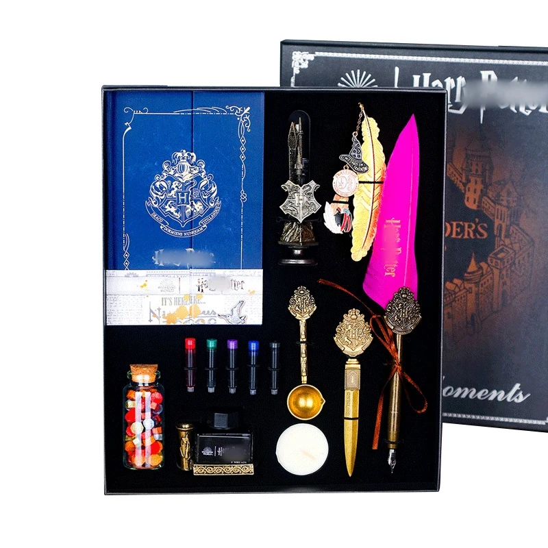 Hot Selling Vintage Quill Feather Pen Wooden Calligraphy Dip Pen Glass Pen With Ink Sealing Wax Stamp Gift Set