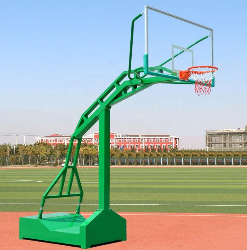Portable FIBA outdoor indoor basketball hoop stand portable movable adult basketball stand with tempered glass and spring rim