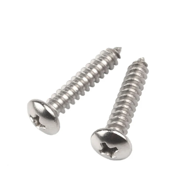 Factory Price 304 316 Stainless Steel Button Head Cross Recessed Self-tapping Screws Round Head Cross Wood Screws