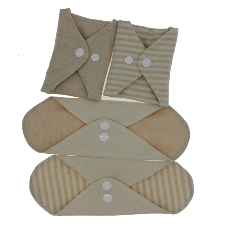 Naturally Organic Cotton Ladies Cloth Pads Reusable Eco-friendly Sanitary Pads Soft Day Use Woman Menstrual Period Cloth Pads