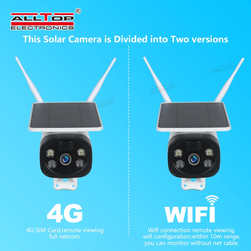 
ALLTOP Hot Sale Low Consumption Security HD Surveillance CCTV Battery Powered Wireless 4G Solar Power IP Camera 