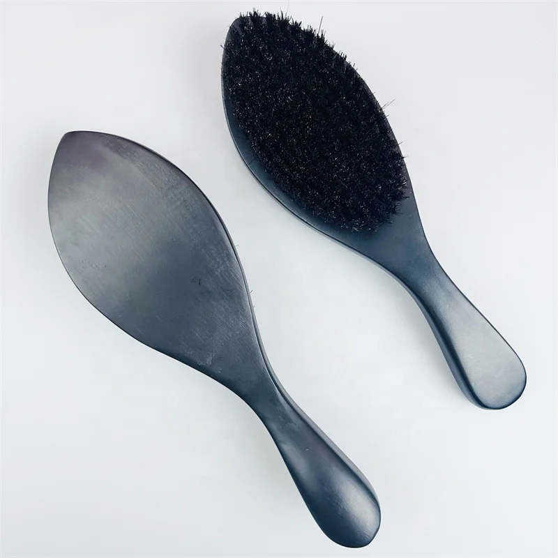 100% Natural Boar Bristle Beard Brush Mens Shaving Brush Wooden Handle Curved Custom Beard Care Wave Brush