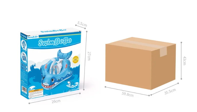 Shark Design UV Protector Shade Outdoor Baby Infant Inflatable Float Water Children Waist Pool Toys Kids Portable Swimming Ring