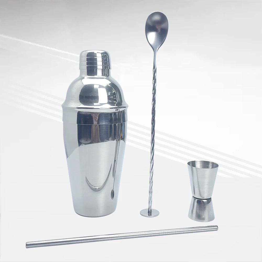 4 Pcs Bar Kit Accessories Gold Stainless Steel Shaker Jigger Set 550ml Shaker set Cocktail Shaker Set