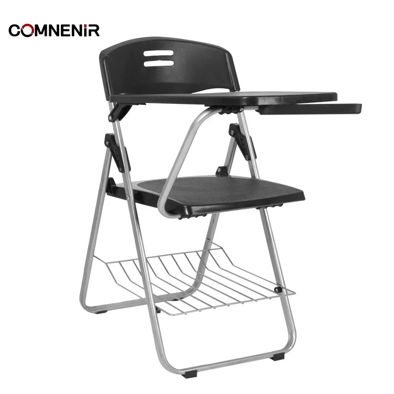 Colorful School Furniture Folding Plastic Student Study Chair Training Chair writing tablet student chairs with below rack