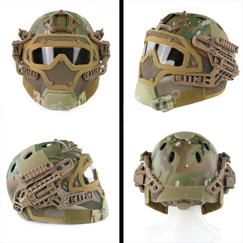 MUCHAN Fast PJ Style Helmet with Full Face for Combat Helmet One Solid Color Version