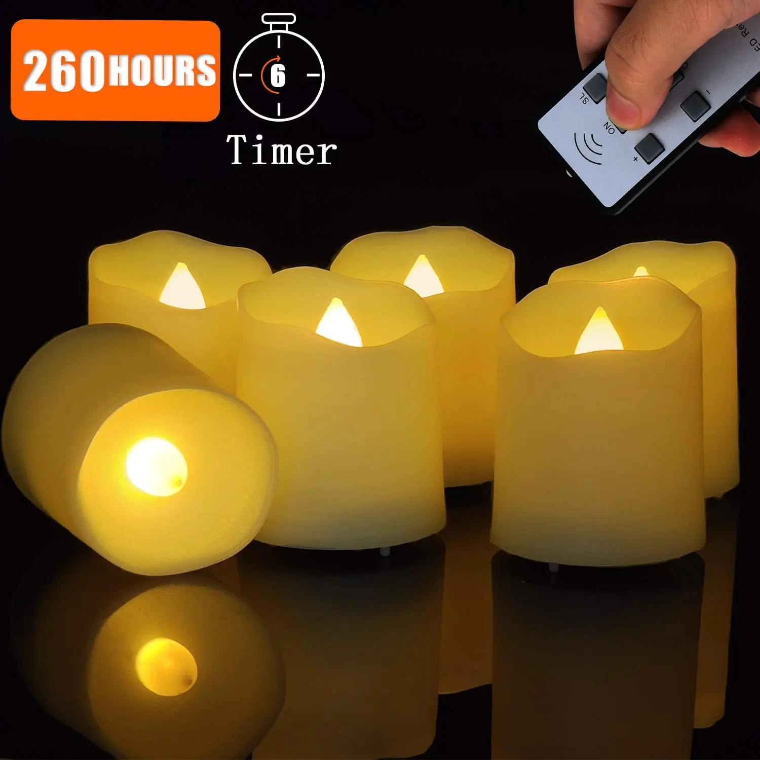 Electrical Battery Operated Plastic Yellow Flicker Flameless Tea light Small LED Candle Light Tealight
