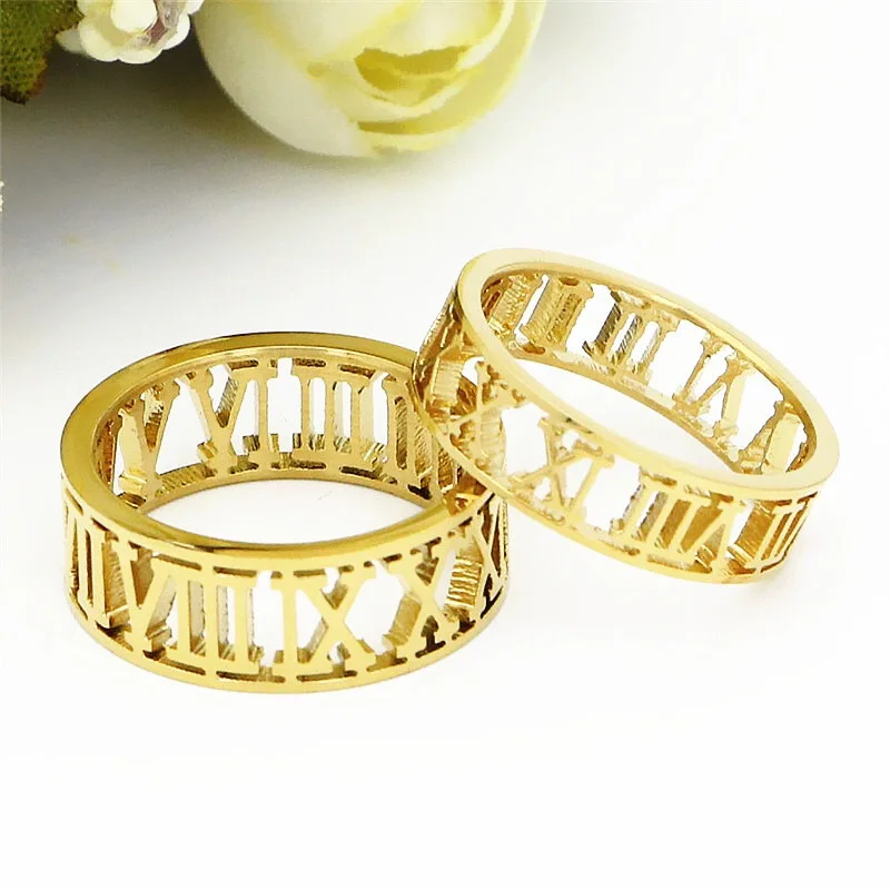 AFXSION Sale Roman number Ring Stainless Steel Classic Ring Men woman Couple rings