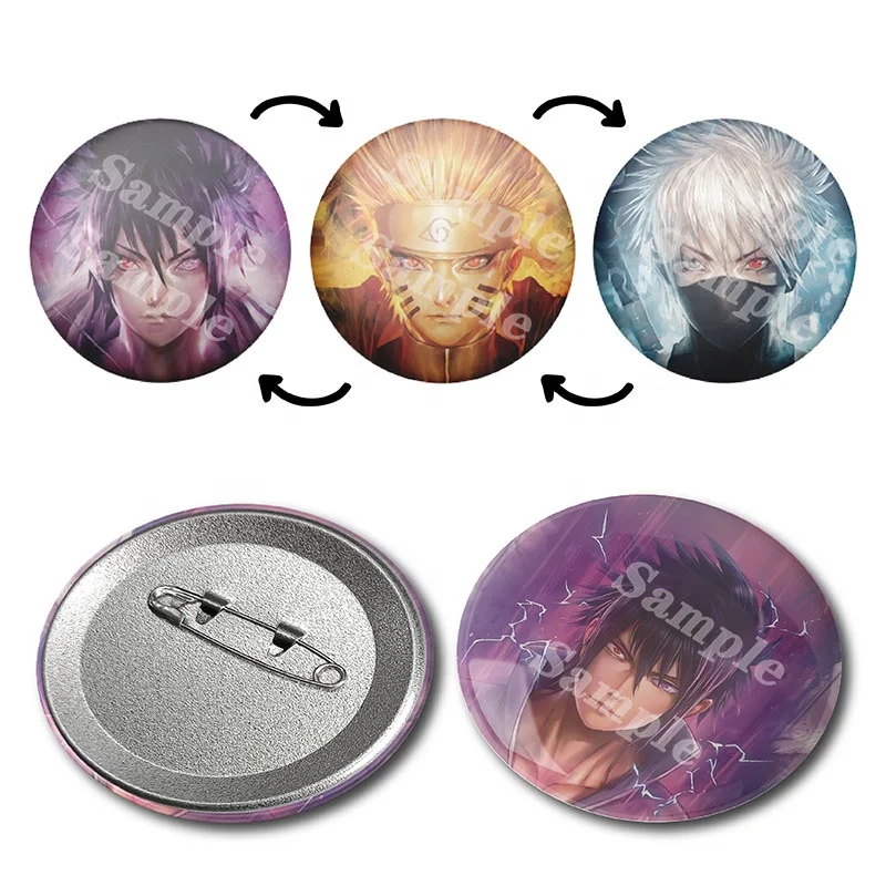 2023 New Product Japanese Anime Character Pins 3D Changing Flip Badges USA Uv Printing Enamel Pin 01 Badge & Emblem 4 Color