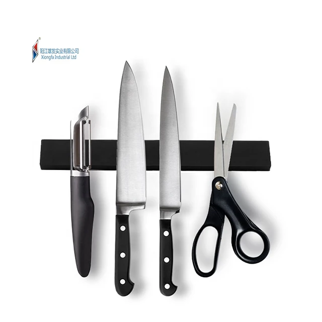 
 Магнитный блок для ножей 10 дюймов, черный силиконовый держатель для ножей из нержавеющей стали  