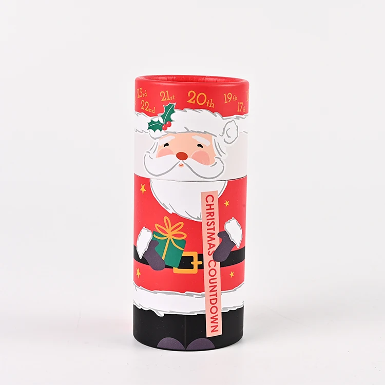 Christmas series printed design kraft paper bag tube round