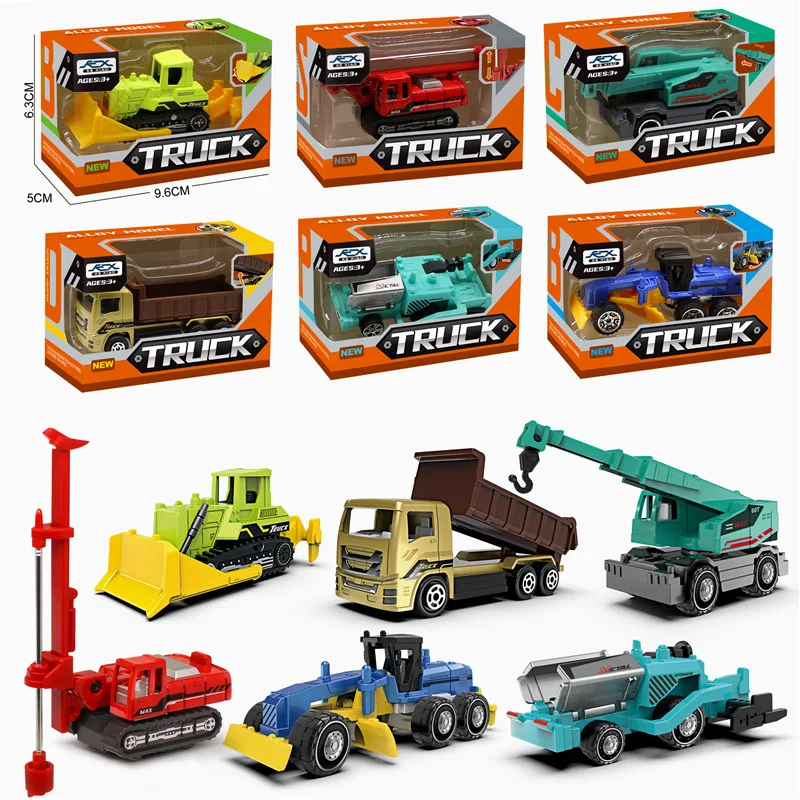 1:64 Scale Diecast Construction Engineering Vehicle Paver Toy Truck Crane Toy