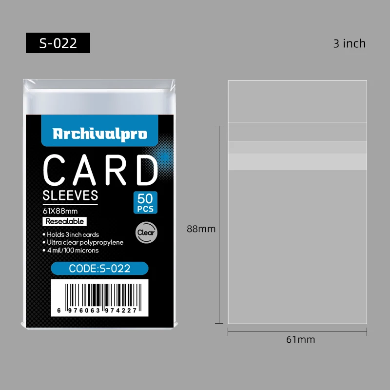 Archivalpro wholesale PP material clear view self-adhesive trading card game card sleeves