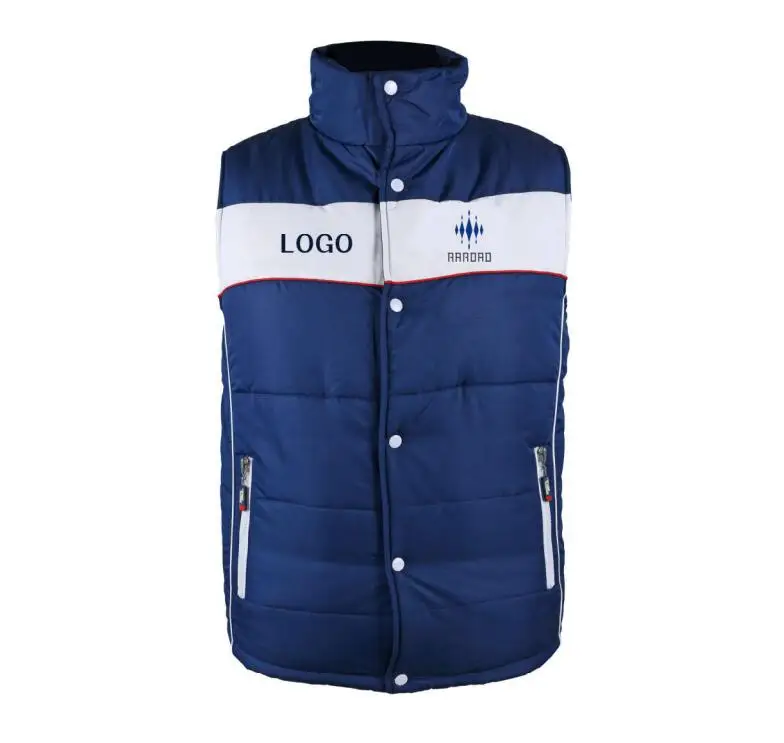 Hot Sale High Quality Winter Warm Workout  Men Puff Blue Sleeveless Coat Jacket Tank Top Vest in Bulk