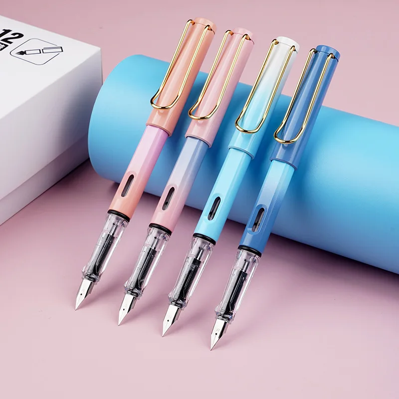 Wholesale Students 0.38 replaceable ink pouches for elementary students in third grade Rainbow position-style Fountain pens