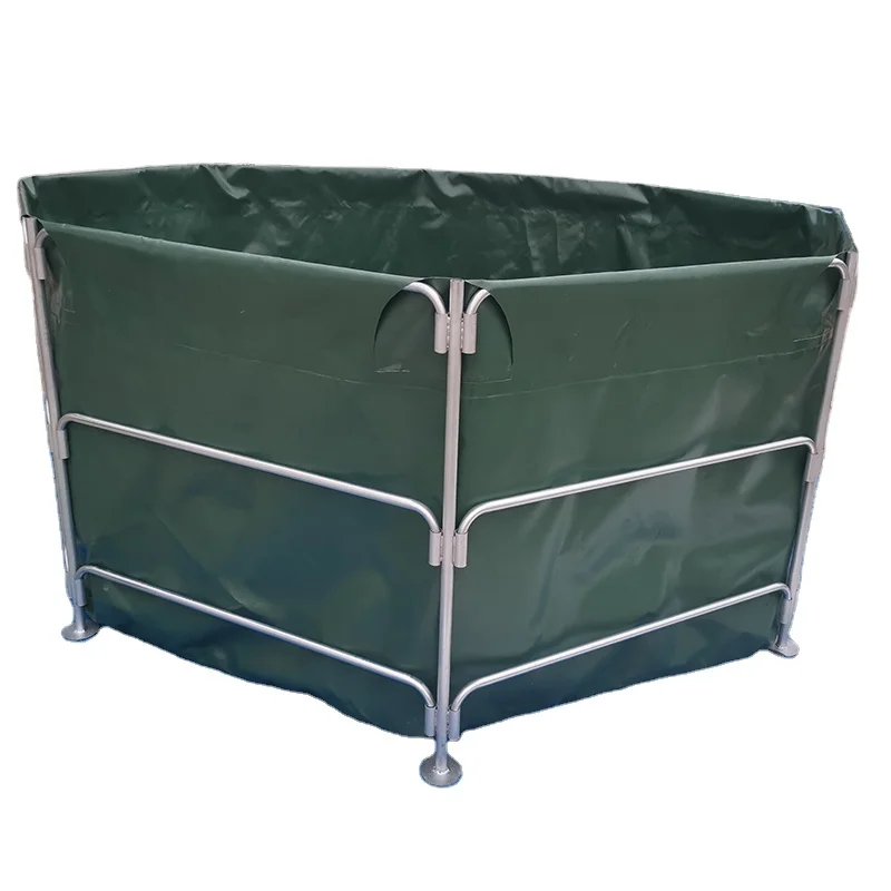 Outdoor tarpaulin coated PVC circular collapsible water pond tank 1000 liter cylinder koi fish breeding tank