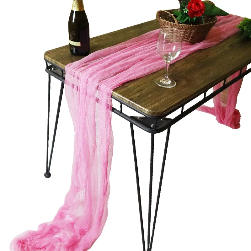 Wholesale Hot Selling Gauze Rustic Cheesecloth Tablecloth Runner Wedding Party  For Living Room Tabletop Decoration