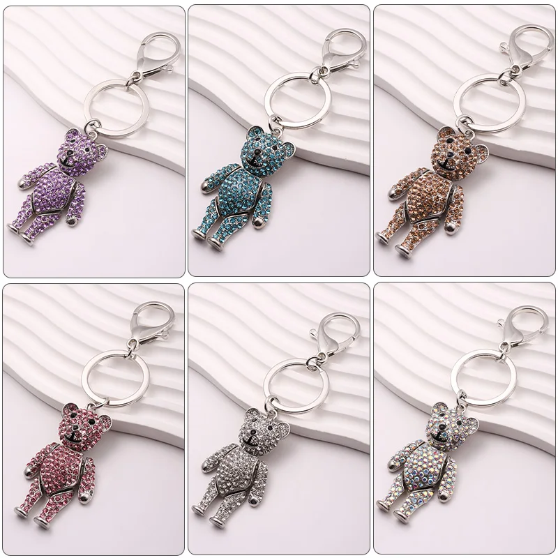 Creative Alloy Diamond Gift key chain pendant Cute delicate Bear series Key chain wallet Key ring bag key chain
