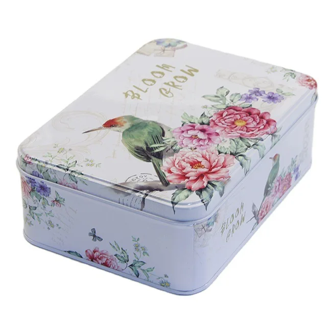 Customized printed square tin box with airtight lid gift packaging coffee tea metal tin can