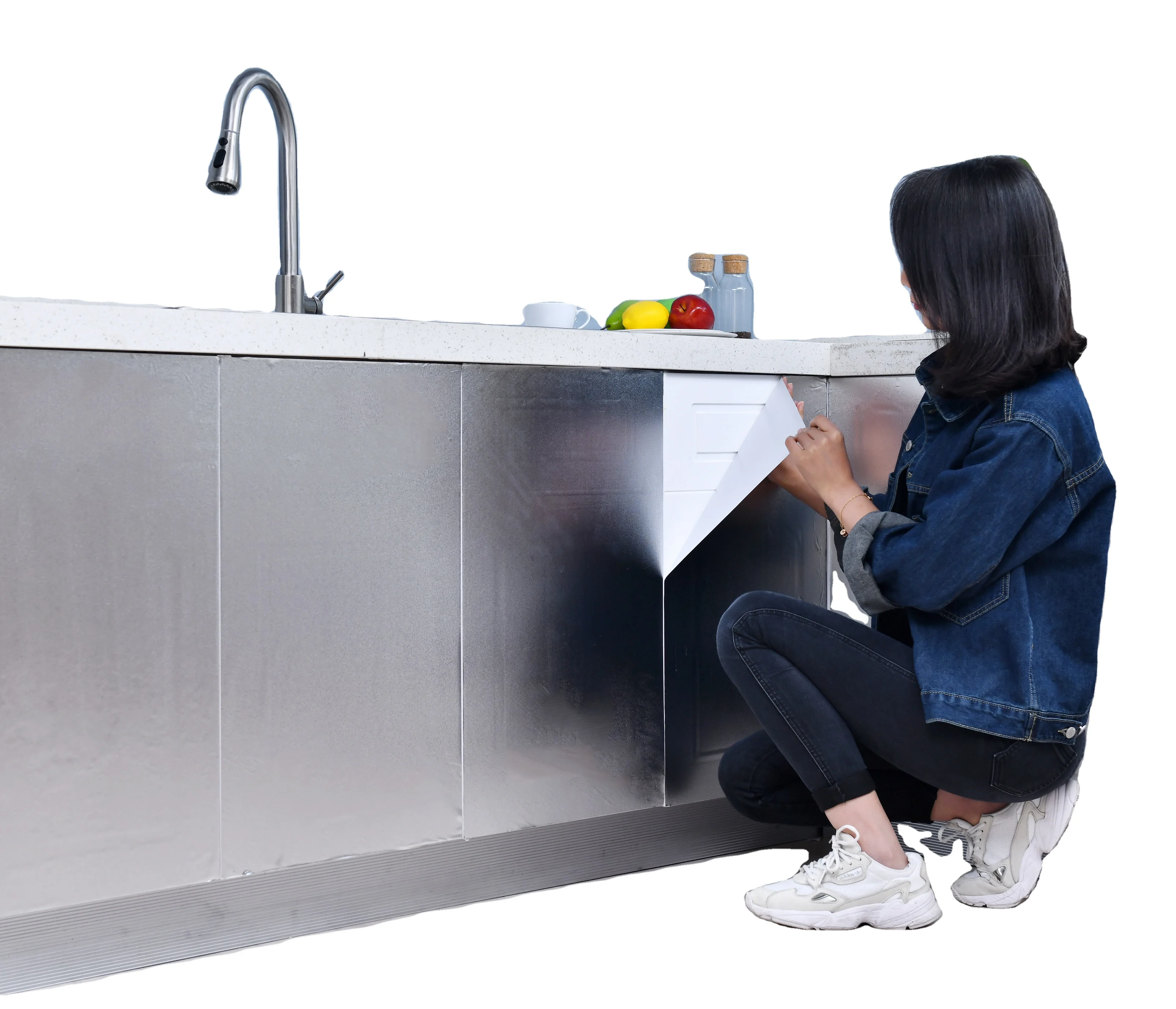 
Frosted aluminum foil kitchen living room dining table background wallpaper decorative wall sticker waterproof DIY self-adhesive 
