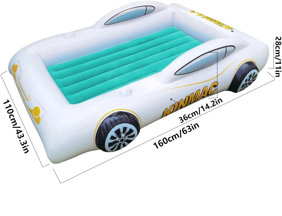 Inflatable Toddler Travel Bed Portable Travel Toddler Air Bed for Kids Camping Air Mattress Racecar Toddler Bed with Sides