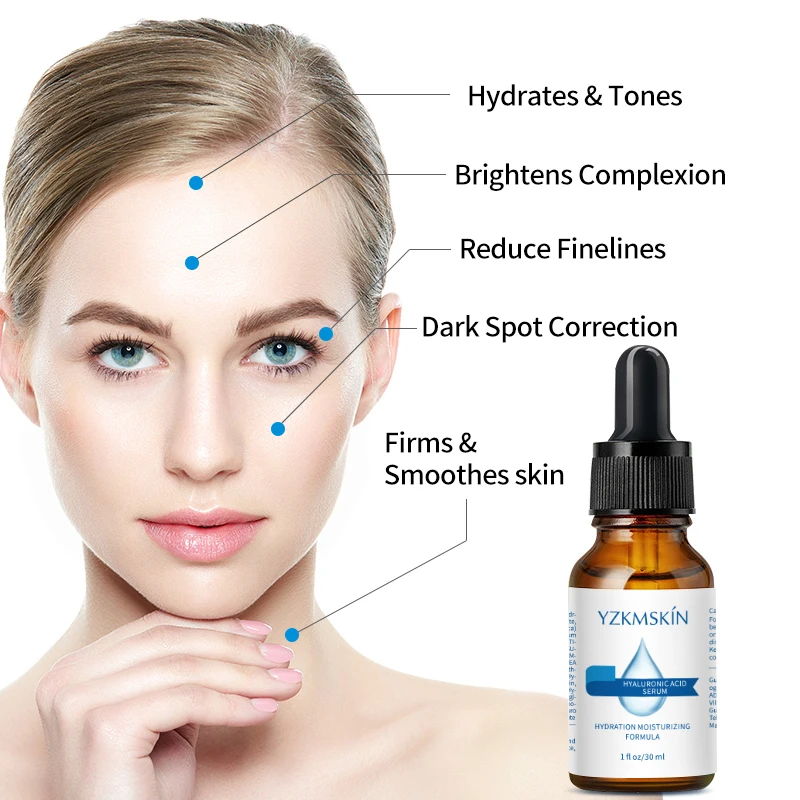 Custom Best Skin Care Face Nourishing Moisturizer Hydrating Anti Age Anti Wrinkle Brightening Pure Hyaluronic Acid Serum