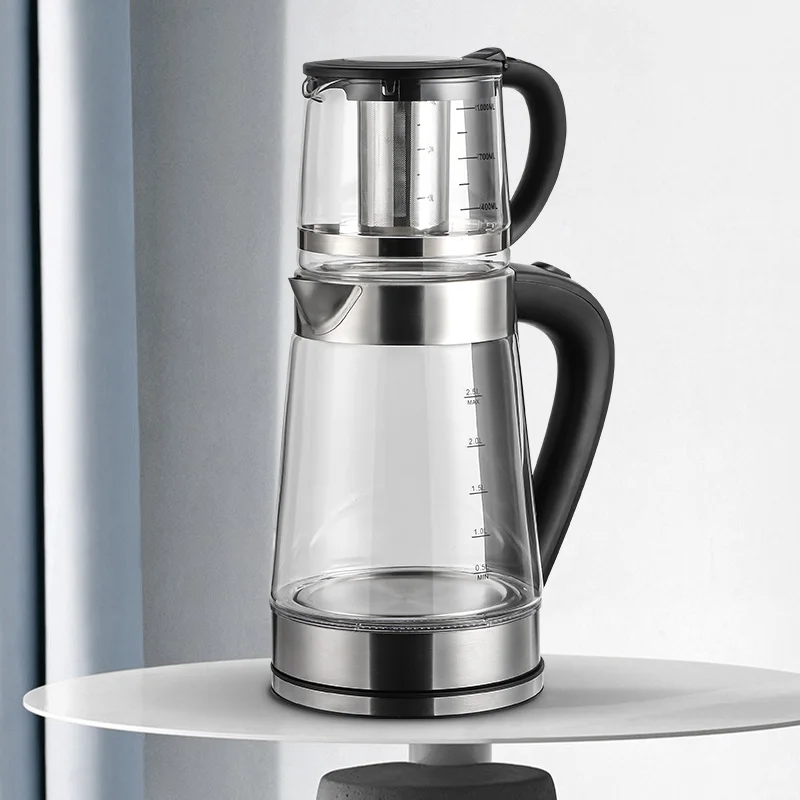 Glass electrical samovar 2 in 1 Digital Control Electric Turkish Tea maker samovar electric kettle with tea pot