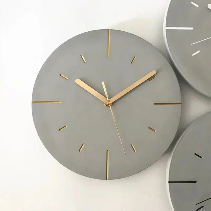 Home Decoration Simple Round Design Cement Concrete Wall Clock